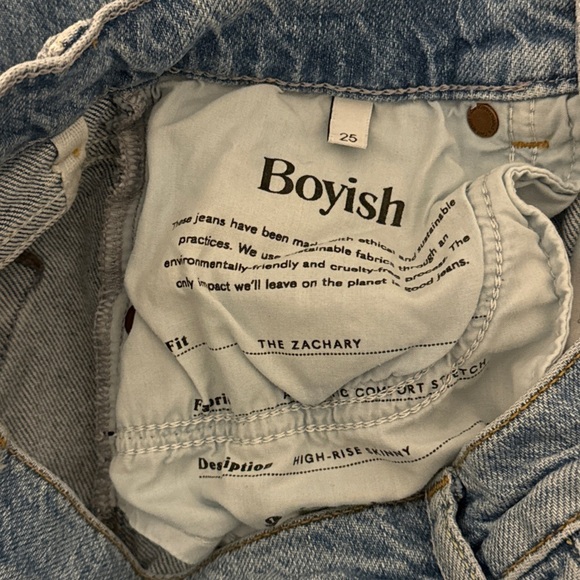 Boyish the Zachary High Rise Skinny Jeans Stretch Size 25 Knee Distress Fray Hem - Picture 8 of 13